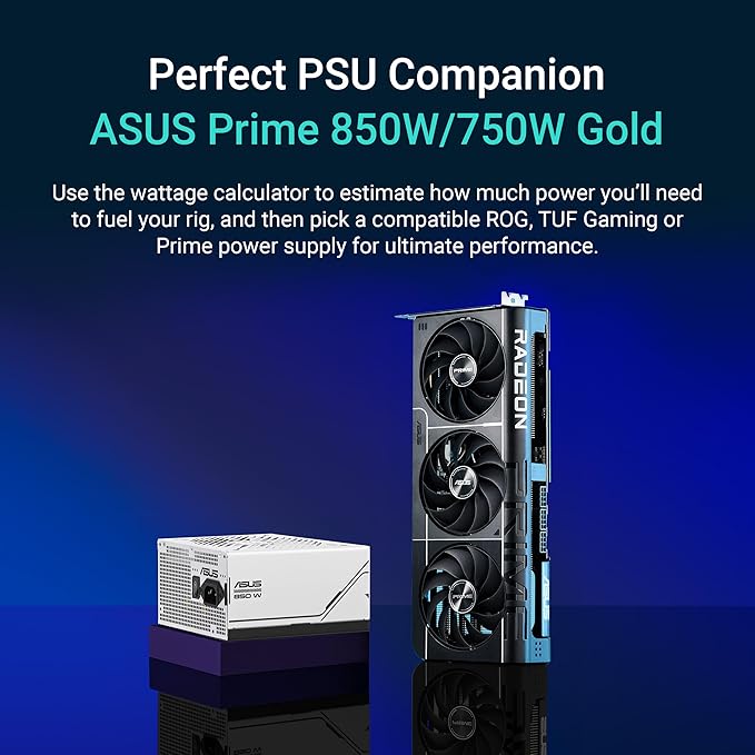 ASUS Prime Radeon™ RX 9070 XT OC Edition 16GB GDDR6 Gaming Graphics Card (PCIe 5.0, AMD RDNA 4, HDMI 2.1b, 3x DisplayPort 2.1a, 3030MHz Boost, SFF Ready, Compact Design)