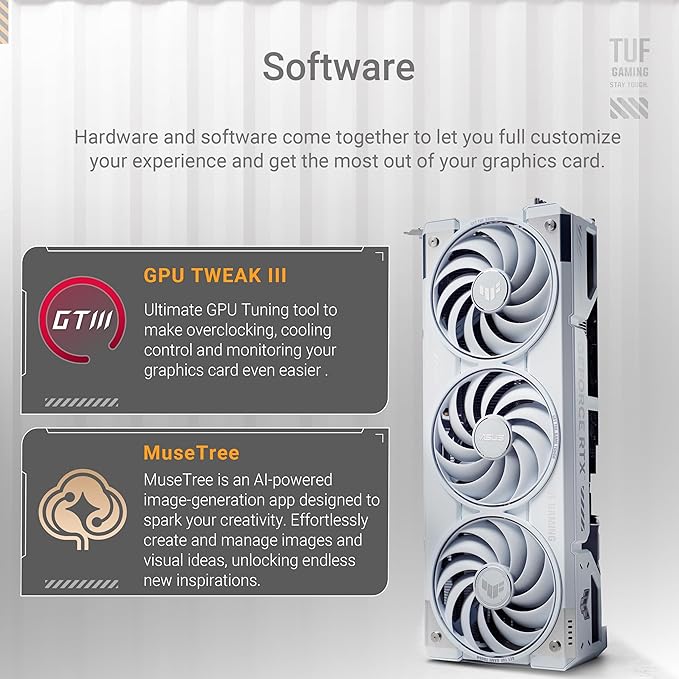 ASUS TUF Gaming GeForce RTX™ 5070 Ti OC Edition White 16GB GDDR7 Gaming Graphics Card (PCIe 5.0, DLSS 4, HDMI 2.1b, 3x DisplayPort 2.1b, 3.1-Slot, Military-grade Components, White)