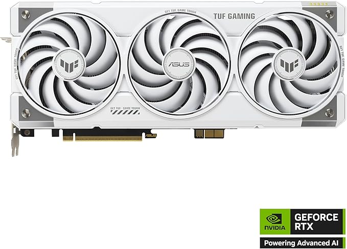 ASUS TUF Gaming GeForce RTX™ 5070 Ti BTF OC Edition White 16GB GDDR7 Gaming Graphics Card (PCIe 5.0, DLSS 4, HDMI 2.1b, 3x DisplayPort 2.1b, 3.1-Slot, Triple Fan, Military-grade, White)