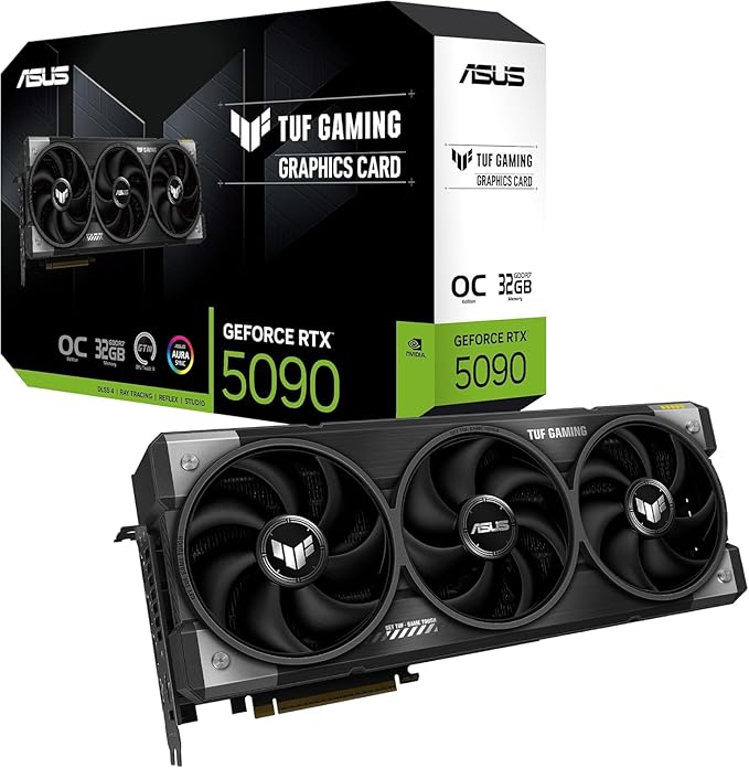 ASUS TUF Gaming GeForce RTX™ 5090 OC Edition 32GB GDDR7 Gaming Graphics Card (PCIe 5.0, HDMI 2.1b, 3x DisplayPort 2.1b, 3.6-Slot, Vapor Chamber, Military-grade, Axial-tech Fans)