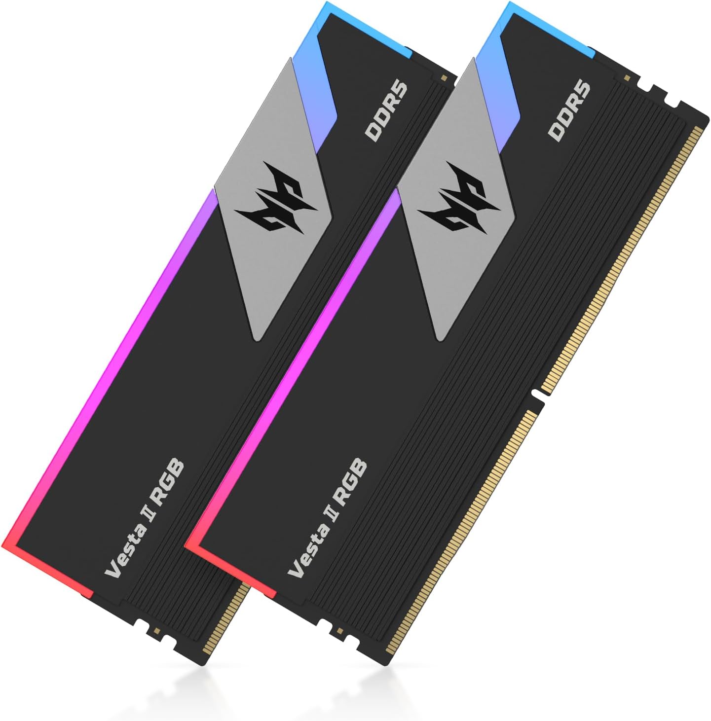 Acer Predator Vesta II RGB 32GB (2x16GB) DDR5‑6000 CL32 Desktop Memory Kit – Silver – AMD EXPO & Intel XMP 3.0 – BL.9BWWR.379