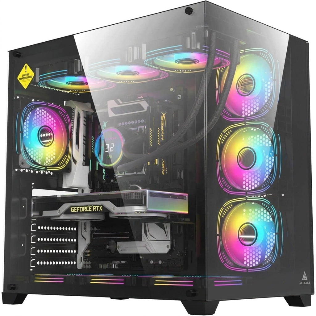 Emarat Gamers Gaming PC – Intel Core i7‑14700K, ASUS RTX 5070 Ti 16GB OC, 32GB DDR5 6000MHz, 1TB NVMe SSD, 850W Gold, 360mm Liquid, Mercury R425 Pro