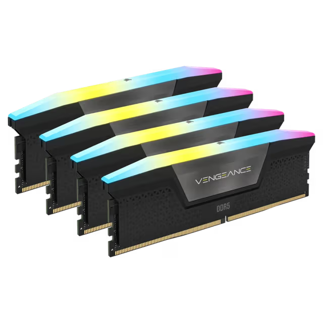 Corsair VENGEANCE RGB 192GB (4x48GB) DDR5‑5200 CL38 Desktop Memory Kit – Black – CMH192GX5M4B5200C38