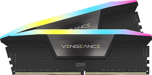 Corsair VENGEANCE RGB 32GB (2x16GB) DDR5‑6000 CL36 Desktop Memory Kit – Black – Intel XMP 3.0 – CMH32GX5M2E6000C36