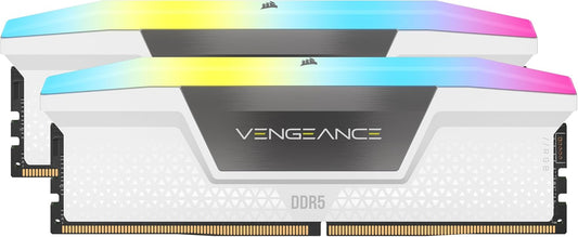 Corsair VENGEANCE RGB 32GB (2x16GB) DDR5‑6000 CL36 Desktop Memory Kit – White – AMD EXPO & Intel XMP – CMH32GX5M2E6000Z36W