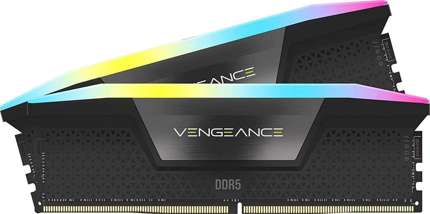 Corsair VENGEANCE RGB 64GB (2x32GB) DDR5‑6400 CL32 Desktop Memory Kit – Black – Intel XMP 3.0 – CMH64GX5M2B6400C32