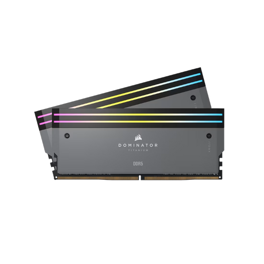Corsair DOMINATOR TITANIUM RGB 32GB (2x16GB) DDR5‑6000 CL30 Desktop Memory Kit – Gray – AMD EXPO & Intel XMP – CMP32GX5M2B6000Z30