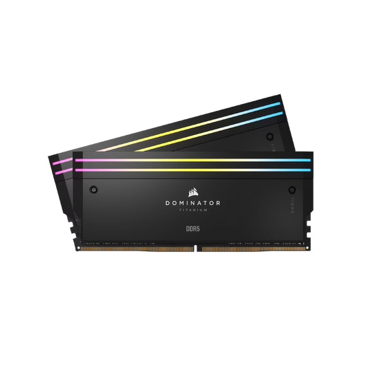 Corsair DOMINATOR TITANIUM RGB 32GB (2x16GB) DDR5‑7200 CL34 Desktop Memory Kit – Black – Intel XMP – CMP32GX5M2X7200C34