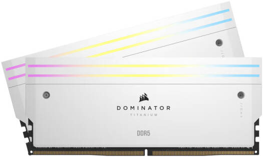 Corsair DOMINATOR TITANIUM RGB 32GB (2x16GB) DDR5‑7200 CL34 Desktop Memory Kit – White – Intel XMP – CMP32GX5M2X7200C34W