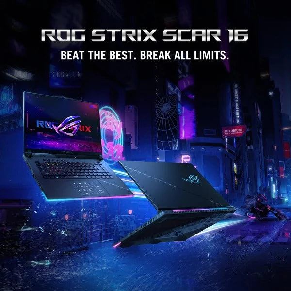 ASUS ROG STRIX SCAR 16 G634JZ-NM063W | Core i9 13980HX, 32GB RAM, 2TB SSD, 16" WQXGA(2560x1600) 240Hz, 12GB NVIDIA RTX 4080, Win11 Home, Eng-Arb K/B, Black +Backpack