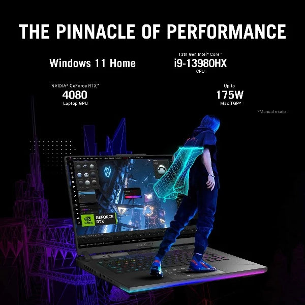 ASUS ROG STRIX SCAR 16 G634JZ-NM063W | Core i9 13980HX, 32GB RAM, 2TB SSD, 16" WQXGA(2560x1600) 240Hz, 12GB NVIDIA RTX 4080, Win11 Home, Eng-Arb K/B, Black +Backpack