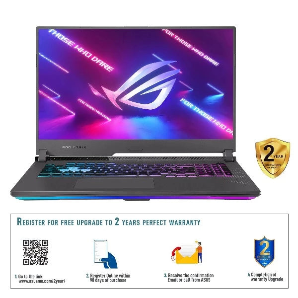 ASUS ROG STRIX G713RC-HX040W | AMD Ryzen R7 6800HS 3.20Ghz, 16GB RAM, 1TB SSD, 4GB NVIDIA GeForce RTX 3050, 17.3" FHD 144Hz Display, Wireless, Bluetooth, Windows 11 Home, Eng-Arabic Keyboard, Grey Color, 2 Years ASUS Warranty.