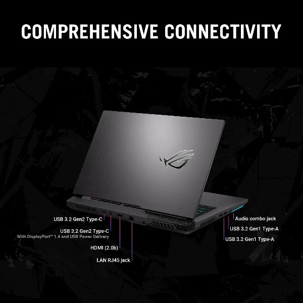 ASUS ROG STRIX G713RC-HX040W | AMD Ryzen R7 6800HS 3.20Ghz, 16GB RAM, 1TB SSD, 4GB NVIDIA GeForce RTX 3050, 17.3" FHD 144Hz Display, Wireless, Bluetooth, Windows 11 Home, Eng-Arabic Keyboard, Grey Color, 2 Years ASUS Warranty.