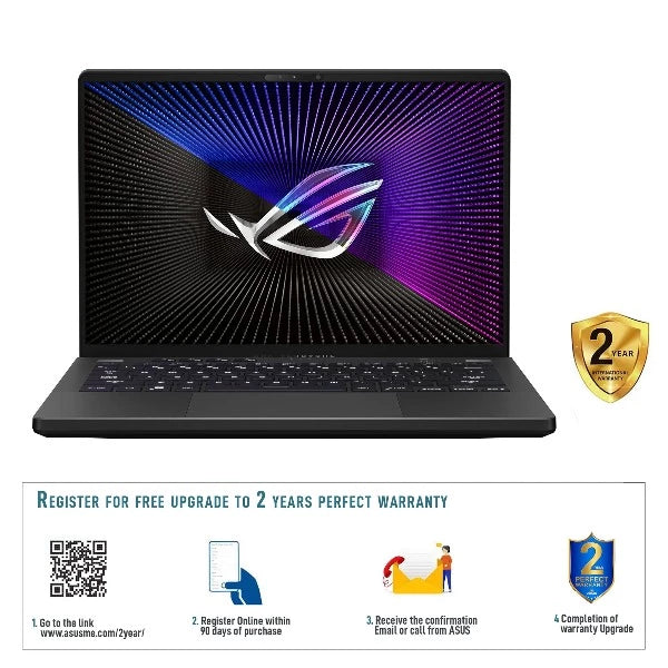 ASUS ROG ZEPHYRUS G14 GA402RJ-L8170W | AMD RYZEN R7 6800HS 3.2Ghz, 16GB RAM, 1TB SSD, 14" QHD+ 120HZ, 8GB AMD RX6700S, Wireless, Bluetooth, Camera, Win 11 Home, Eng- Arab Keyboard, 2 Years ASUS Warranty.