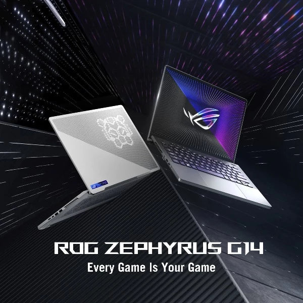 ASUS ROG ZEPHYRUS G14 GA402RJ-L8170W | AMD RYZEN R7 6800HS 3.2Ghz, 16GB RAM, 1TB SSD, 14" QHD+ 120HZ, 8GB AMD RX6700S, Wireless, Bluetooth, Camera, Win 11 Home, Eng- Arab Keyboard, 2 Years ASUS Warranty.