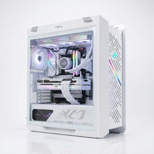 Emarat Gamers ROG White Ultra PC – Intel Core Ultra 9 285K, ROG Astral RTX 5080 16GB OC White, 64GB DDR5, Samsung 990 PRO 1TB, ROG Strix B860‑A & Helios White