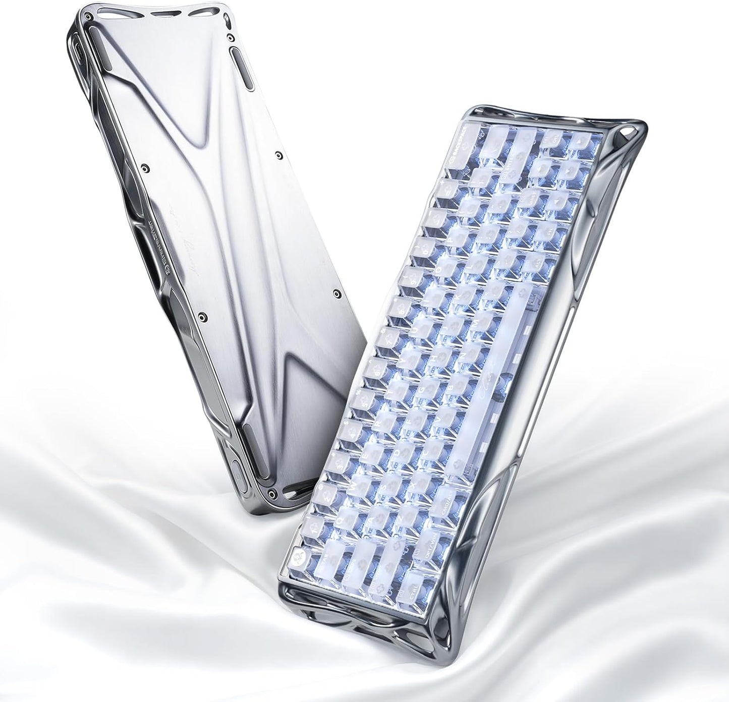 GravaStar Mercury V60 Pro 60% Hall Effect Magnetic Switch Gaming Keyboard - Chrome Silver