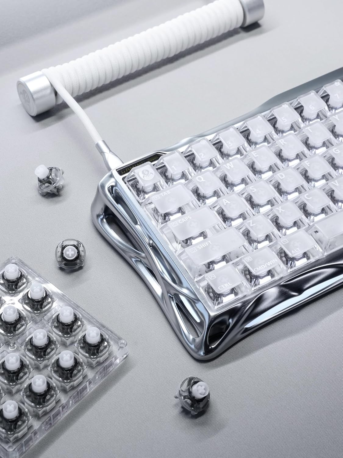 GravaStar Mercury V60 Pro 60% Hall Effect Magnetic Switch Gaming Keyboard - Chrome Silver