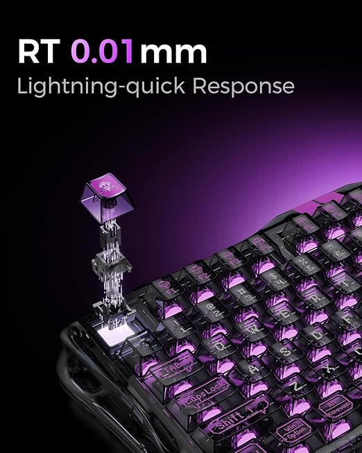GravaStar Mercury V75 Lite 75% Hall Effect Magnetic Switch Gaming Keyboard - Transparent Black