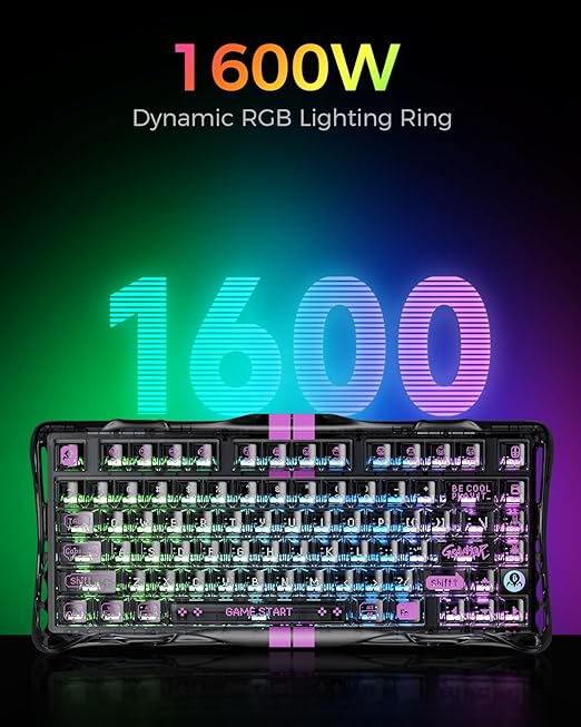 GravaStar Mercury V75 Lite 75% Hall Effect Magnetic Switch Gaming Keyboard - Transparent Black