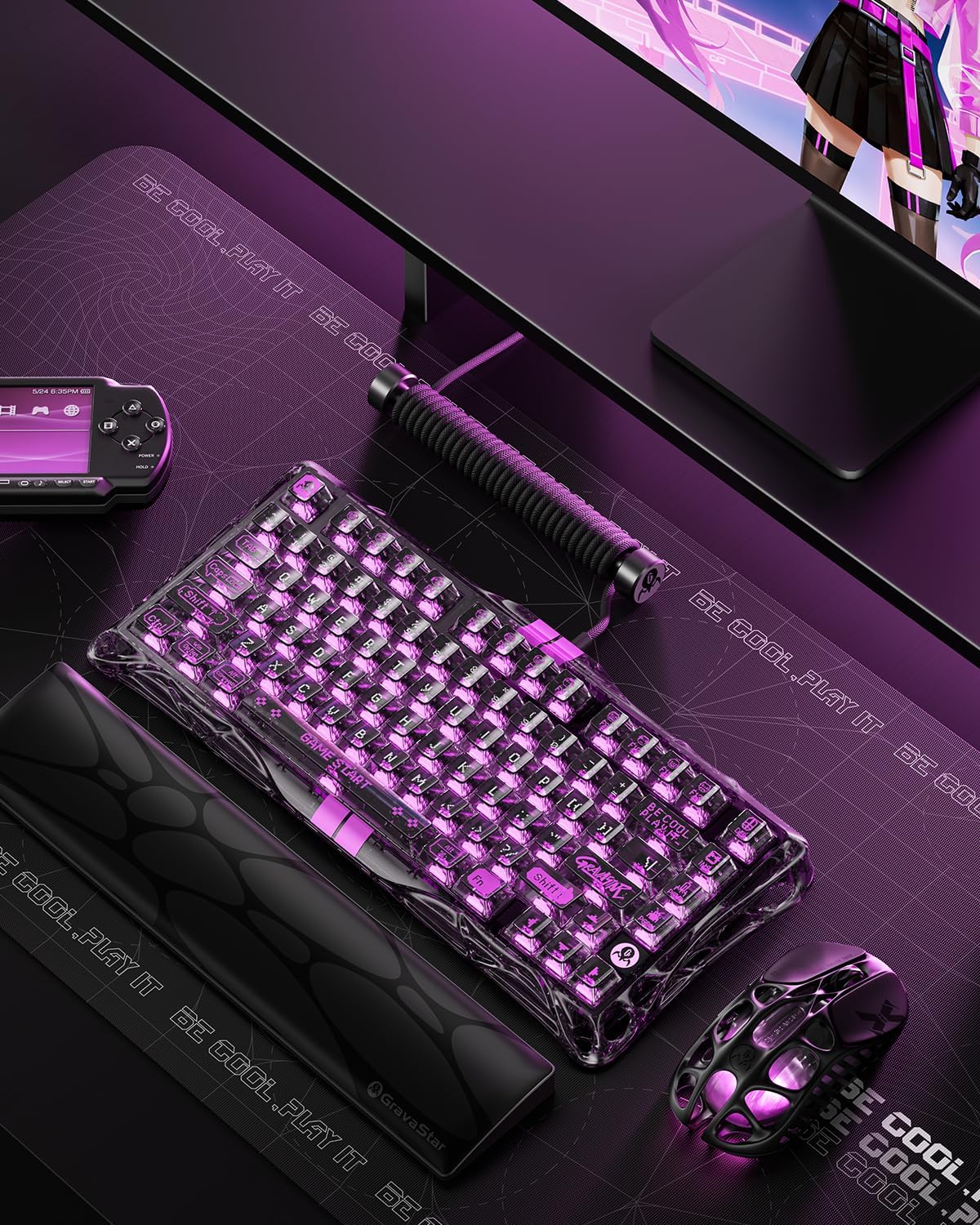 GravaStar Mercury V75 Lite 75% Hall Effect Magnetic Switch Gaming Keyboard - Transparent Black