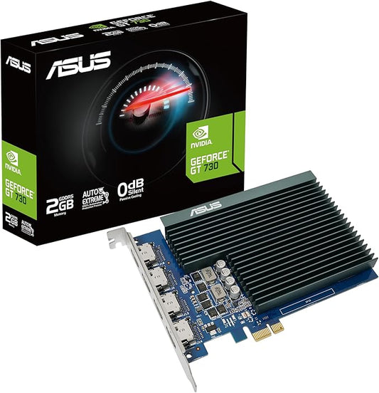 ASUS GeForce® GT 730 Graphics Card (PCIe 2.0, 2GB GDDR5, 4x HDMI, Single-Slot, Passive Cooling)