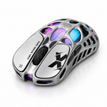 GravaStar Mercury X Interstellar Silver ultra-light wireless gaming mouse with magnesium frame and RGB lighting
- Silver