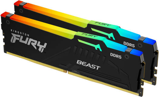 Kingston FURY Beast 64GB (2x32GB) DDR5 6000MT/s RGB CL30 Desktop Memory – Intel XMP / AMD EXPO – KF560C30BBEAK2‑64