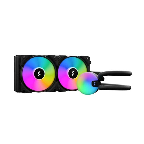 Fractal Design Lumen S24 V2 RGB 240mm Liquid CPU Cooler, 2x Aspect 12 RGB PWM Fans, 400mm Tube, 90° Intervals, Pre-Applied Thermal Paste, 6 ARGB LEDs, Support LGA 1700/AM5, Black