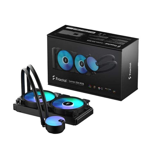 Fractal Design Lumen S24 V2 RGB 240mm Liquid CPU Cooler, 2x Aspect 12 RGB PWM Fans, 400mm Tube, 90° Intervals, Pre-Applied Thermal Paste, 6 ARGB LEDs, Support LGA 1700/AM5, Black