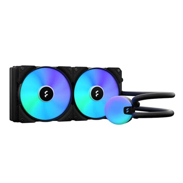 Fractal Design Lumen S28 V2 RGB AIO Liquid CPU Cooler, LGA1700 & AM5 Support, Copper Cold Plate, Aluminum Fins, Six ARGB LEDs 2x 120mm Fan, 500–1700 RPM, 20-78 CFM Airflow, Black