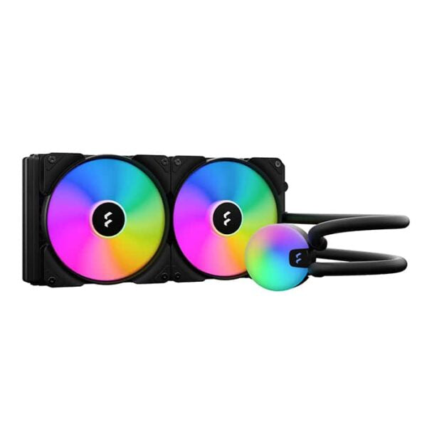 Fractal Design Lumen S28 V2 RGB AIO Liquid CPU Cooler, LGA1700 & AM5 Support, Copper Cold Plate, Aluminum Fins, Six ARGB LEDs 2x 120mm Fan, 500–1700 RPM, 20-78 CFM Airflow, Black