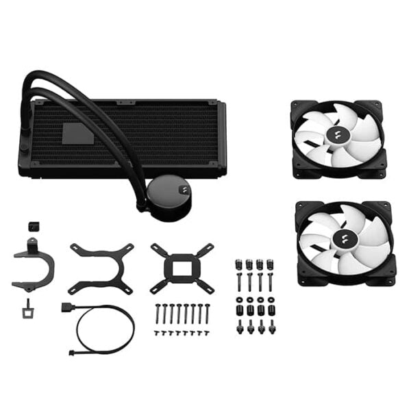 Fractal Design Lumen S28 V2 RGB AIO Liquid CPU Cooler, LGA1700 & AM5 Support, Copper Cold Plate, Aluminum Fins, Six ARGB LEDs 2x 120mm Fan, 500–1700 RPM, 20-78 CFM Airflow, Black