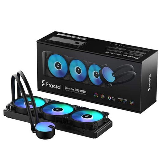 Fractal Design Lumen S36 V2 RGB 360mm AIO CPU Liquid Cooler, LGA 1700 Support, Copper Cold Plate, Aluminium Fins & Radiator, Six ARGB LEDs, 3x 12 RGB PWM Fans, Support LGA 1700/AM5, Black