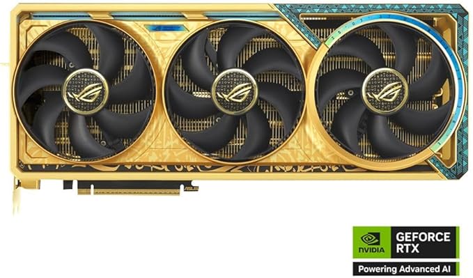 ASUS ROG Astral GeForce RTX™ 5080 Dhahab CORE OC Edition 16GB GDDR7 Gaming Graphics Card (PCIe 5.0, DLSS 4, 2x HDMI 2.1b, 3x DisplayPort 2.1b, 3.8-Slot, Quad Fan, Vapor Chamber, ARGB)