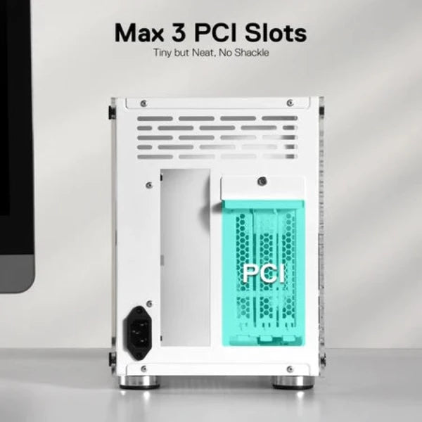 Redragon EB211 Mini-ITX Gaming PC Case, Small Form Factor Computer Chassis w/ Vented Honeycomb Acrylic Transparent Panels, Triple-Slot GPU and 360 Degree Accessibility, White