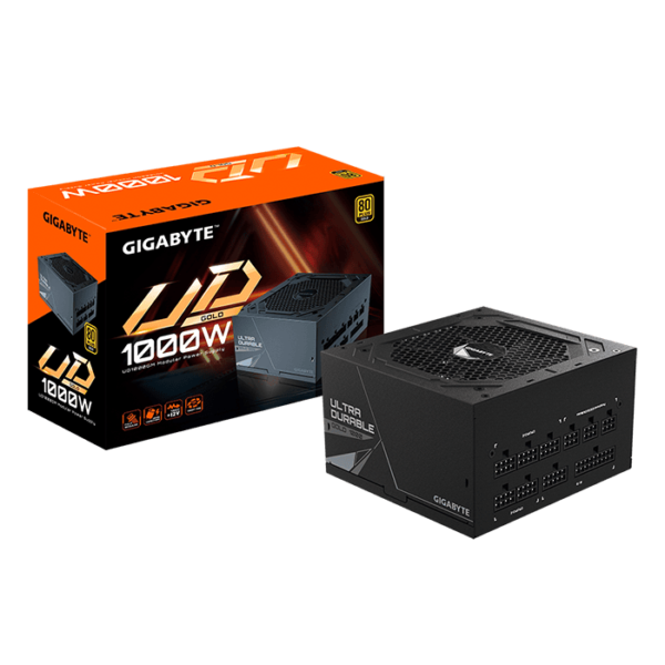 GIGABYTE UD1000GM PG5 1000W Fully Modular PSU, 80 PLUS Gold Certified, 120mm Smart Hydraulic Bearing (Hyb) Fan, Active PFC, Main Japanese Capacitors, Support PCIe Gen 5.0 GPU, Black