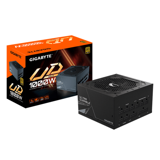 GIGABYTE UD1000GM PG5 1000W Fully Modular PSU, 80 PLUS Gold Certified, 120mm Smart Hydraulic Bearing (Hyb) Fan, Active PFC, Main Japanese Capacitors, Support PCIe Gen 5.0 GPU, Black