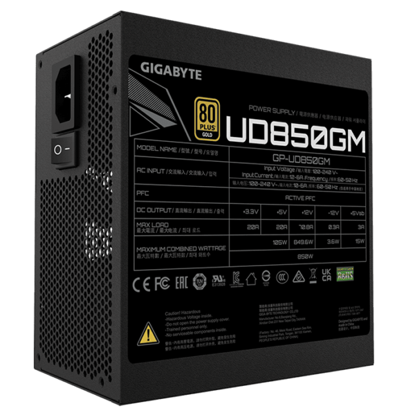 GIGABYTE UD850GM PG5 V2 850W 80 PLUS Gold Fully Modular ATX 3.0 Power Supply