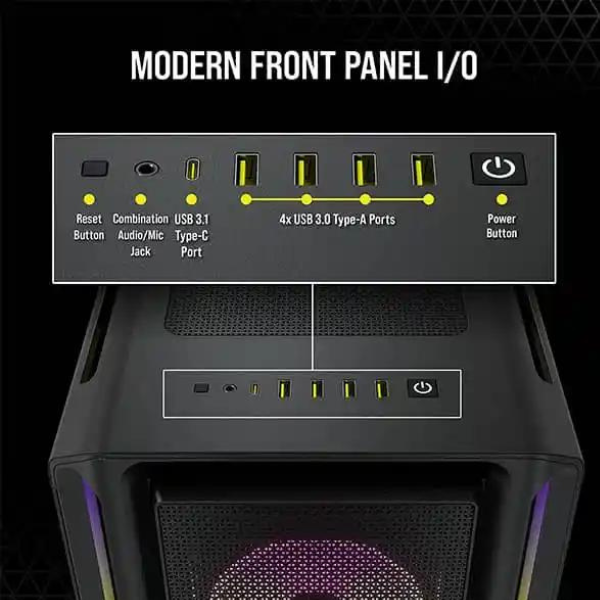 CORSAIR iCUE 5000T RGB Tempered Glass Mid-Tower ATX PC Case — Black
