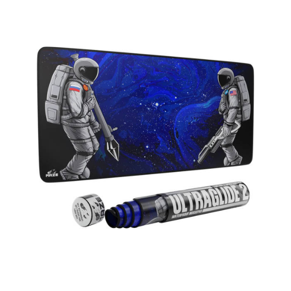 Maze 2XL Extended Mouse Pad/Mat, 36'' x 18'' x 0.2'' Dimension, 5mm Thick, Ultraglide 2, Waterproof, Anti-Fray, Anti-Slip, Smooth Surface for Maximum Control and Speed, Astro War-BL | RV-QSR8-Z09C