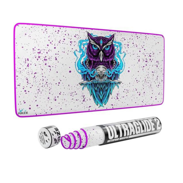 Maze 3XL Extended Mouse Pad/Mat, 48" x 24" x 0.2" Dimension, 5mm Thick, Ultraglide 2, Waterproof, Anti-Fray, Anti-Slip, Smooth Surface for Maximum Control and Speed, Night OWL-W | 3Q-JD48-7L00