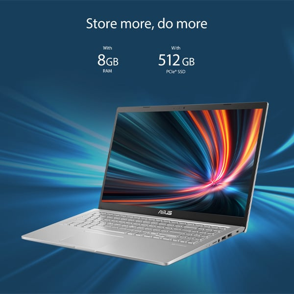 ASUS VivoBook 15 X515JA-EJ4027W Laptop With 15.6-Inch Display, Core i7-1065G7 Processor/8GB RAM/512GB SSD/Intel Iris XE Graphics/Windows 11 Home English/Arabic Silver