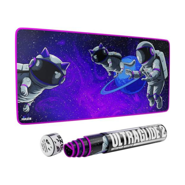 Maze 3XL Extended Mouse Pad/Mat, 48" x 24" x 0.2" Dimension, 5mm Thick, Ultraglide 2, Waterproof, Anti-Fray, Anti-Slip, Smooth Surface for Maximum Control and Speed, Astro Paw-PP | 4L-EFVY-5DOR