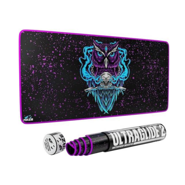 Maze 2XL Extended Mouse Pad/Mat, 36'' x 18'' x 0.2'' Dimension, 5mm Thick, Ultraglide 2, Waterproof, Anti-Fray, Anti-Slip, Smooth Surface for Maximum Control and Speed, Night OWL-B | J8-IJX1-XQHZ