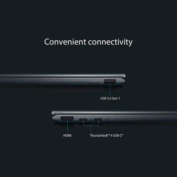 ASUS ZENBOOK FLIP 13 UX363EA-OLED101W | Intel Core i7 1165G7 2.8GHZ, 16GB, 1TB SSD, Intel HD Graphics, 13.3" OLED FHD Display Touch n Flip, Wireless, Bluetooth, Camera, Stylus Pen, Windows 11 Home, Eng-Arabic Keyboard, Grey Color, ASUS Sleeve Case.