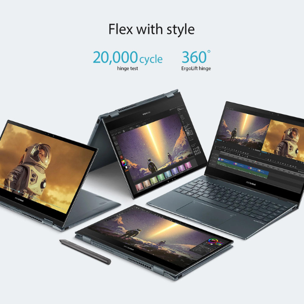 ASUS ZENBOOK 13 UX363EA-OLED005W | Intel Core i5 1135G7 2.40Ghz, 8GB RAM, 512GB SSD, Intel Iris X Graphics, 13.3" OLED FHD Touch N Flip, Wireless, Bluetooth, Camera, Win 11 Home, Eng-Arab Keyboard, Grey Color, Sleeve Case, Stylus Pen. Share