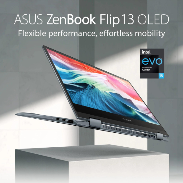 ASUS ZENBOOK 13 UX363EA-OLED005W | Intel Core i5 1135G7 2.40Ghz, 8GB RAM, 512GB SSD, Intel Iris X Graphics, 13.3" OLED FHD Touch N Flip, Wireless, Bluetooth, Camera, Win 11 Home, Eng-Arab Keyboard, Grey Color, Sleeve Case, Stylus Pen. Share