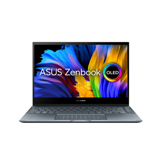 ASUS ZENBOOK FLIP 13 UX363EA-OLED101W | Intel Core i7 1165G7 2.8GHZ, 16GB, 1TB SSD, Intel HD Graphics, 13.3" OLED FHD Display Touch n Flip, Wireless, Bluetooth, Camera, Stylus Pen, Windows 11 Home, Eng-Arabic Keyboard, Grey Color, ASUS Sleeve Case.