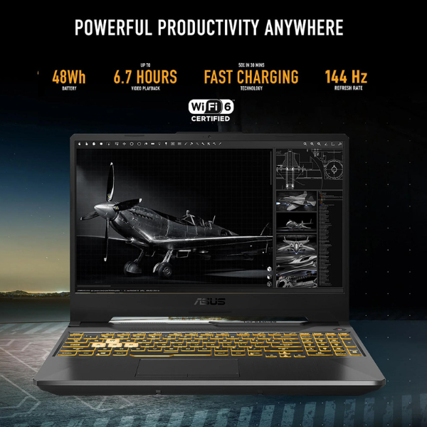 ASUS TUF GAMING FX506HC-HN111W | Core i5 11400H, 8GB RAM, 512GB SSD, 4GB NVIDIA RTX3050, 15.6" FHD 144HZ, Win11Home, Eng-Arab K/B, Black